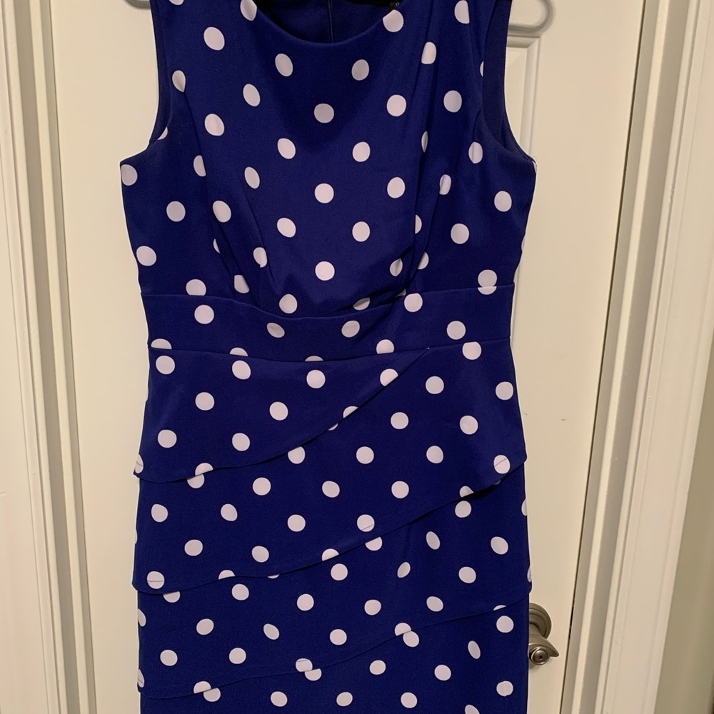 Sleeveless Blue Polka Dot Dress